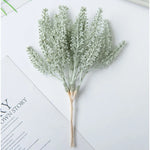 décoration naturelle bouquet séché vert clair gris argenté feuilles fines rustique exposition intérieure extérieure
