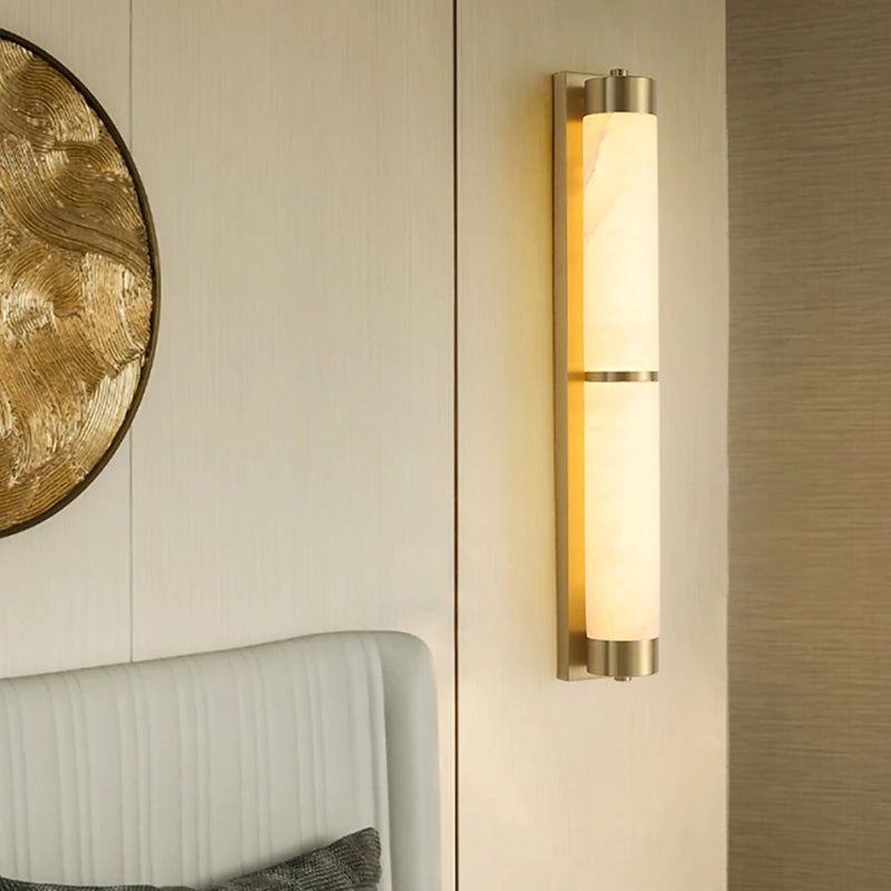 applique murale moderne or blanc translucide marbre contemporain éclairage led cuisine chambre salle manger