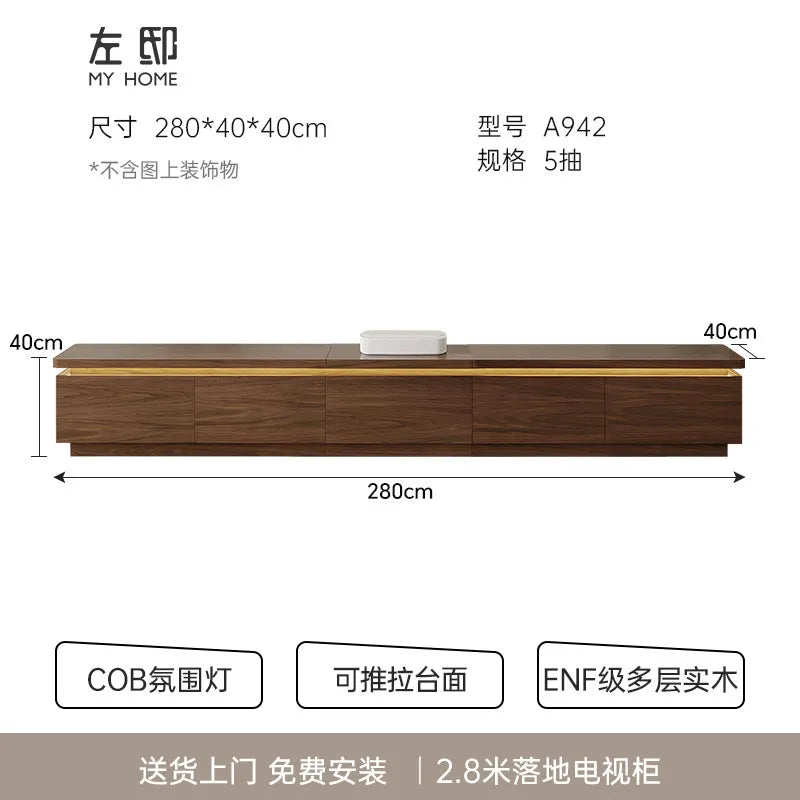 meuble bas tv moderne bois rangement 200cm largeur minimaliste déco