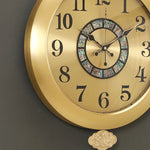 horloge murale or chinois moderne ornements fleurs arabes noirsOpaque