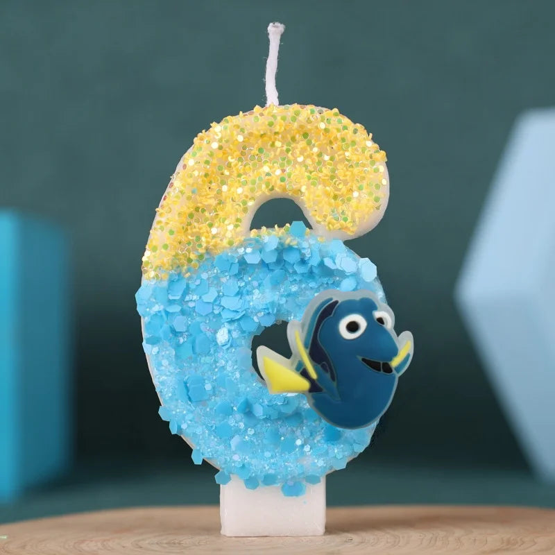 bougies numéraires glitter animaux pois opaques thème marin anniversaire enfants