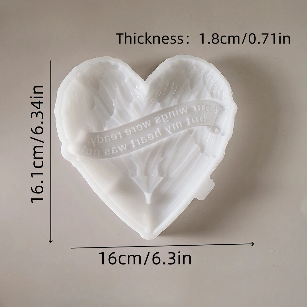 moule silicone coeur ailes ange ruban blanc classique décoration plâtre ciment résine romantique