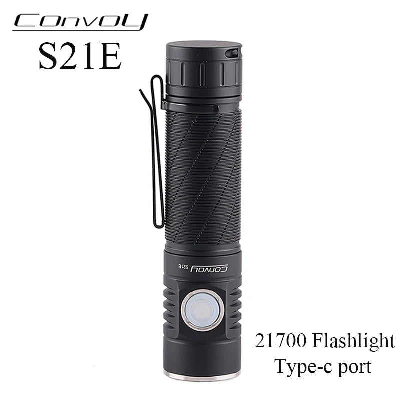 lampe torche led rechargeable type 21700 batterie annneau fixation moderne compact