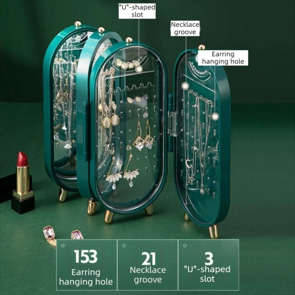 boîte bijoux moderne vert foncé blanc 153 trous boucles doreilles 21 fentes chaînes fentes