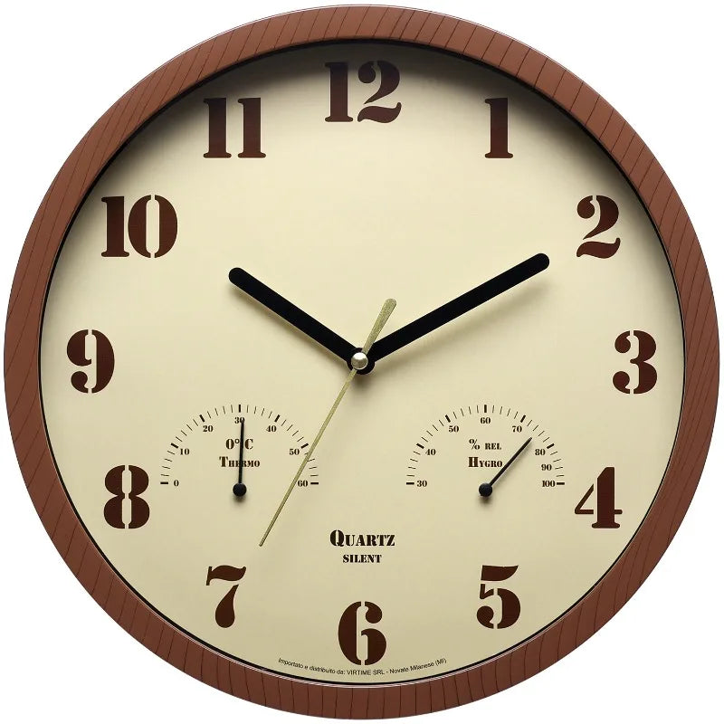 horloge murale quartz aiguille beige noir classique température humidité salon chambre