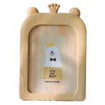 cadres photo décoration animaux tête souris girafe ours aspect bois clair rotatif beige marron