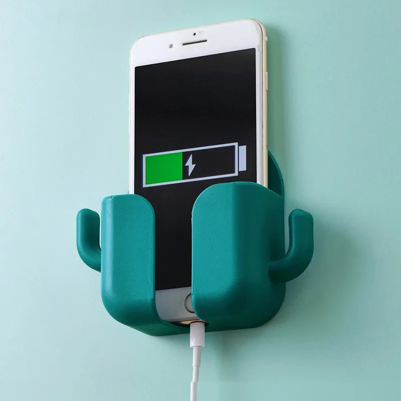 organisateur mural cactus blanc téléphone télécommande rangement moderne adhésif chambre sdb