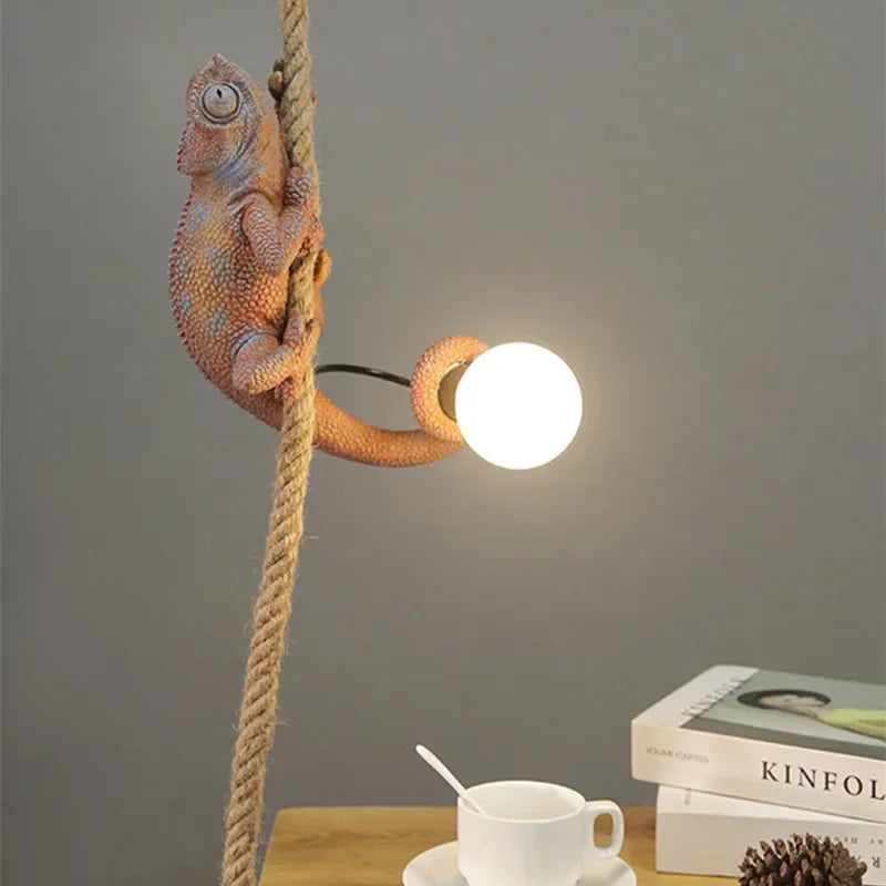 lampe suspendue moderne or orange blanc noir singe lézard brillant résine e27