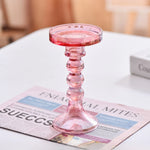 support bougie verre rose vert motif diamant décoration table mariage classique objet déco maison
