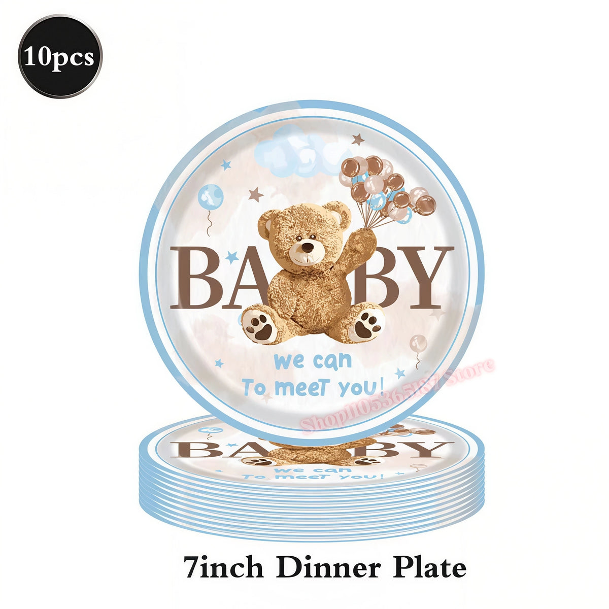 assiettes jetables anniversaire ours enceinte ballons napkins tablecloth thème bébé festive