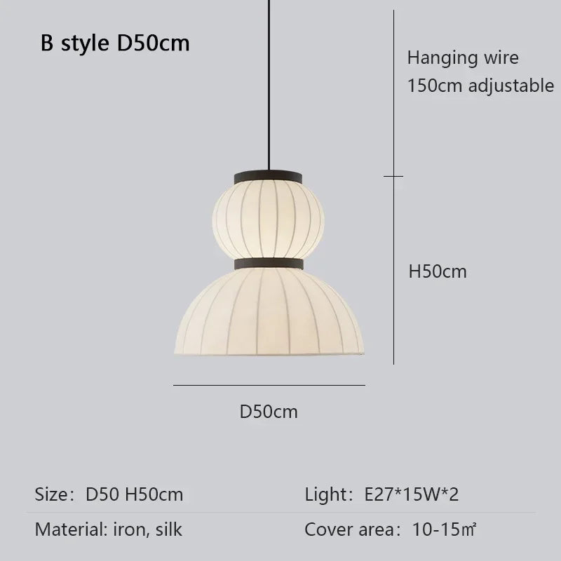 suspension lumineuse moderne soie rayures horizontales blanc noir 2000 82000 lumens chambre étude
