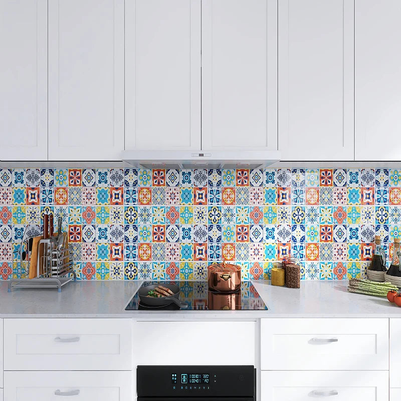 papier peint autocollant multicolore moderne motifs géométriques floraux imperméable résistant l'huile 40cmX10m