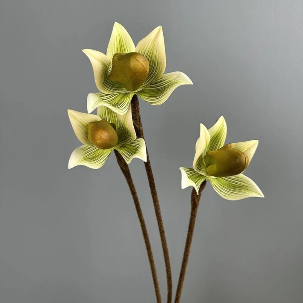 décoration intérieure orchidée artificielle branche feuilles vertes pétales colorées naturelle maison festive