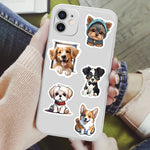 stickers animaux compagnie chien dessin animé expression variée adhésif usage unique multiple couleurs transparents