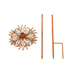 décoration jardin fleur métallique orange rouille aspect vieilli rustique pétales ajourés fixable sol