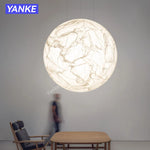 Suspension lumineuse moderne marbrée blanc beige câble suspendu 40cm 50cm 60cm 80cm LED 3000K