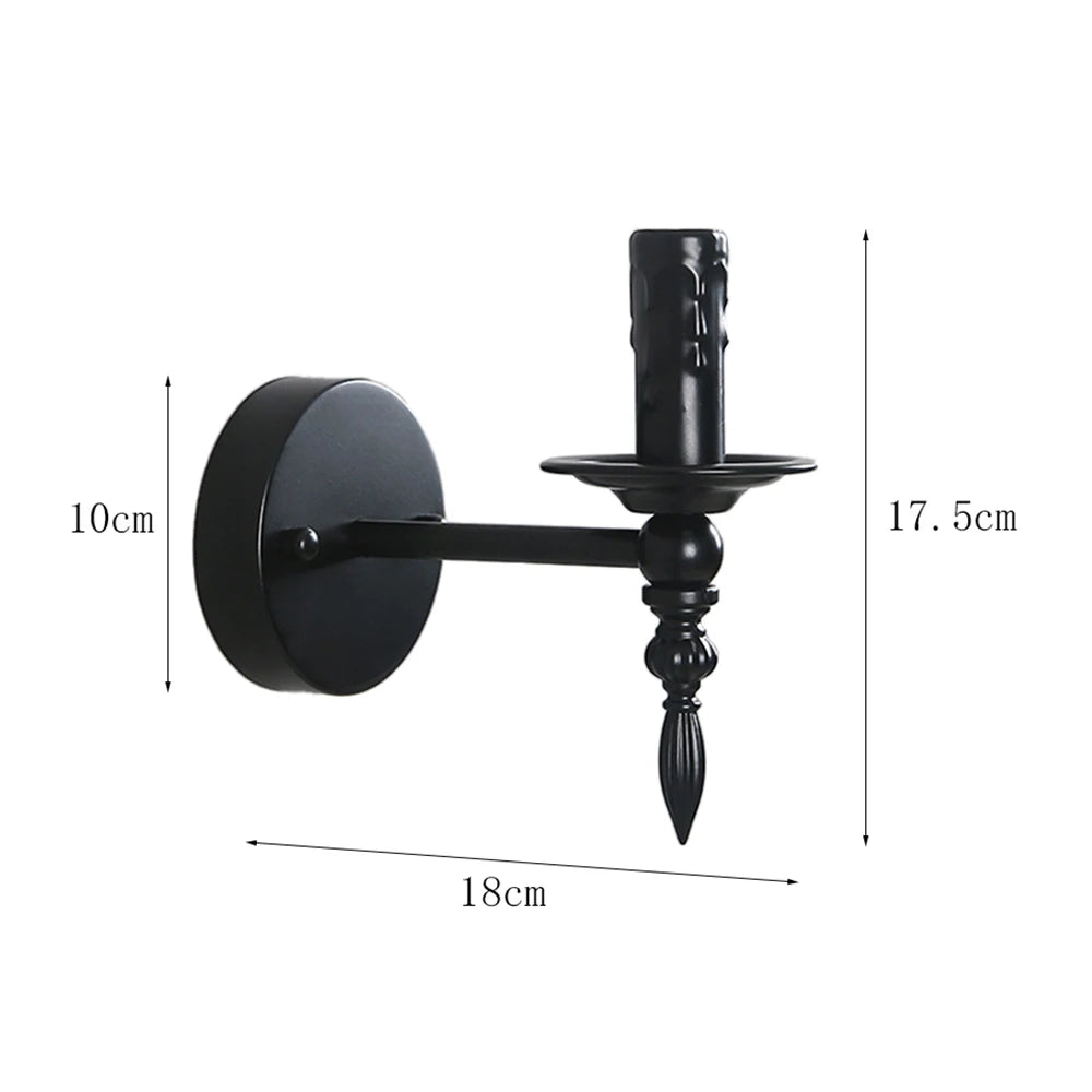applique murale classique noire fixée mur ampoule filament éclairage quotidien fer lisse traditionnel