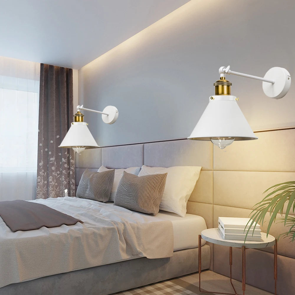 lampe murale industrielle moderne blanc doré fixée mur ampoule led étanche chambre salon