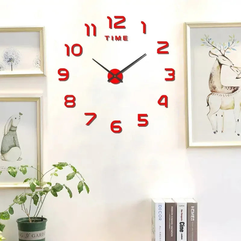 horloge murale moderne or noir rouge brillante aiguille chambre salon minimaliste