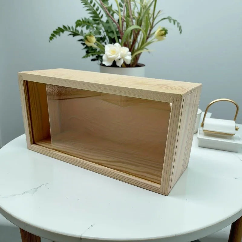 boîte bijoux bois naturel minimaliste moderne standing opacité grain visible 20cm 10cm 8cm