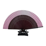 éventail pliant bambou tissu noir beige rayures géométrique classique tassel summer dance deco