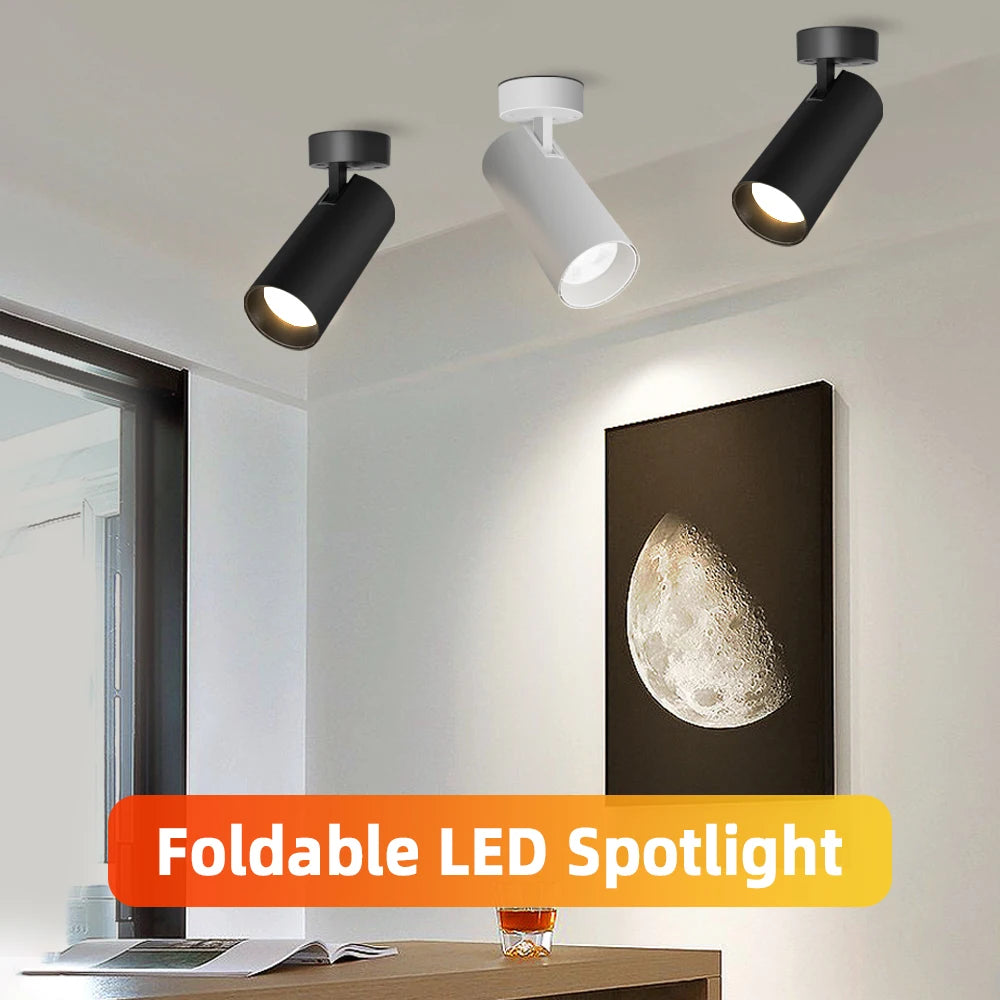 projecteur led pliable spot noir moderne 15w 40w vis câbles aluminium minimaliste