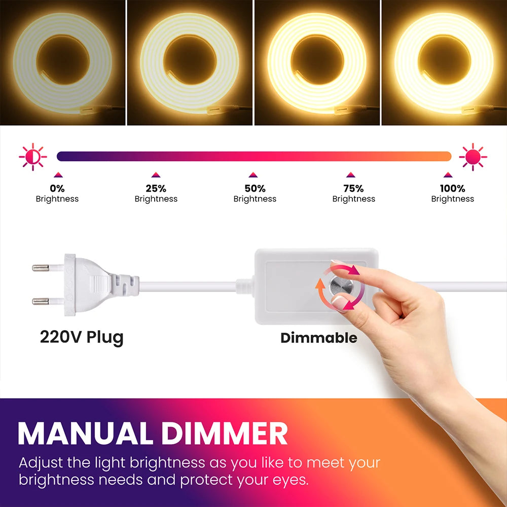 ruban lumineux led blanc lisse moderne clips interrupteur manuel adaptable eu us uk