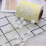 ruban decoratif fleurs blanches violet bleu clair rose vert clair adhésif polyester elasthanne 6cm
