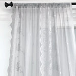 rideau blanc floral transparent romantique deux panneaux dentelle polyester chambre salon