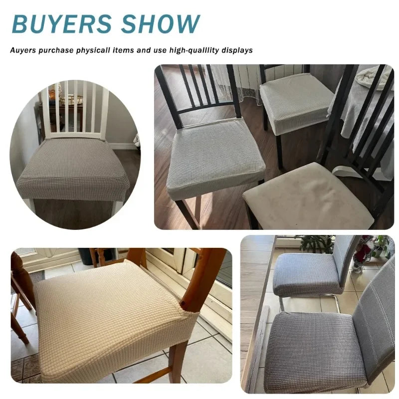 couvre siège chaise tissu carreaux beige moderne antidérapant élasthanne polyester