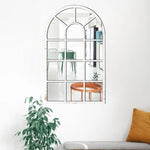 miroir arqué fenêtre bois blanc marron noir structure vieillie décoratif vintage chambre salon