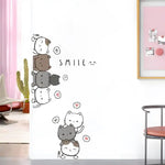 sticker mural cartoon chats gris blanc rose bleu smile decoration intérieure salon chambre enfant
