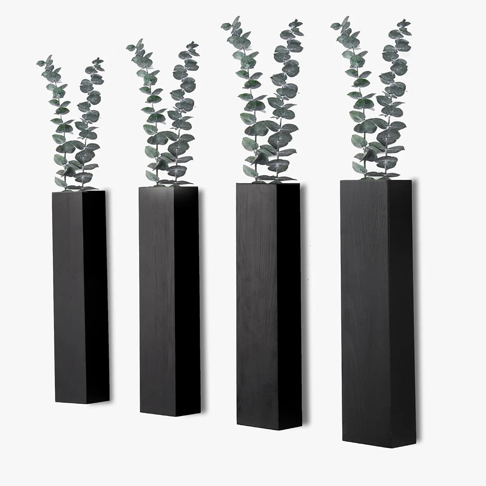 planteurs murals bois noirs modernes plantes intérieur extérieur minimaliste
