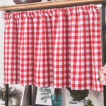 rideau fenêtre cuisine carreaux écossais vert rouge classique dentelle opaquet polyester