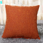 housse coussin carré coton lin moderne couleur unie beige marron rouge vert bleu orange