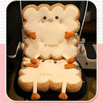 coussin pain grillé motif mignon décoratif couleur beige blanc orange texture douce siège chambre