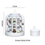boîte bijoux rotative moderne vert foncé gris clair matériau plastique rangement bijoux adhésif boucles
