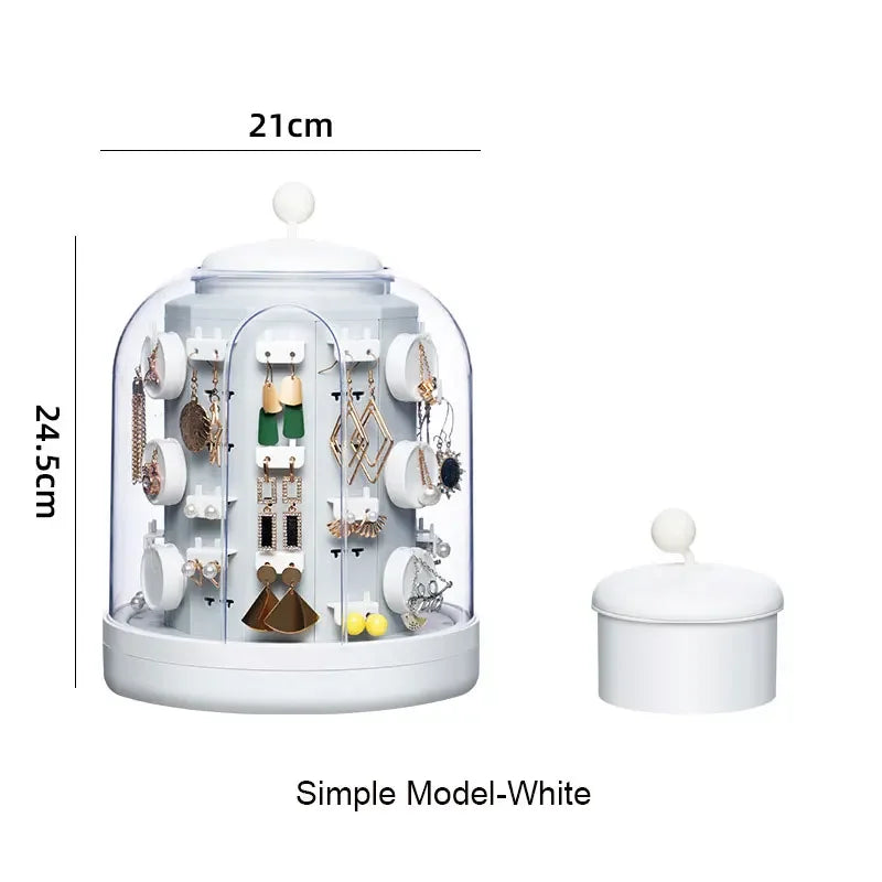 boîte bijoux rotative moderne vert foncé gris clair matériau plastique rangement bijoux adhésif boucles