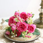 bouquet fleurs artificielles roses pivoines decoration maison mariage anniversaire baby shower intérieur