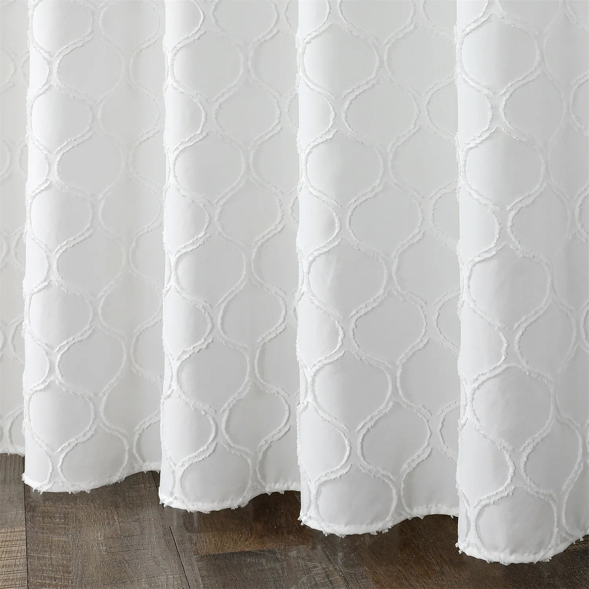 rideau douche polyester géométrique moderne blanc diamants superposés opaquant respectueux environnement