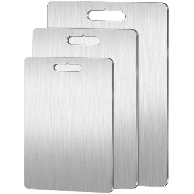 planches découper titane pure anti bactérie résistance corrosion moderne lisse brossée poignée argenté cuisine