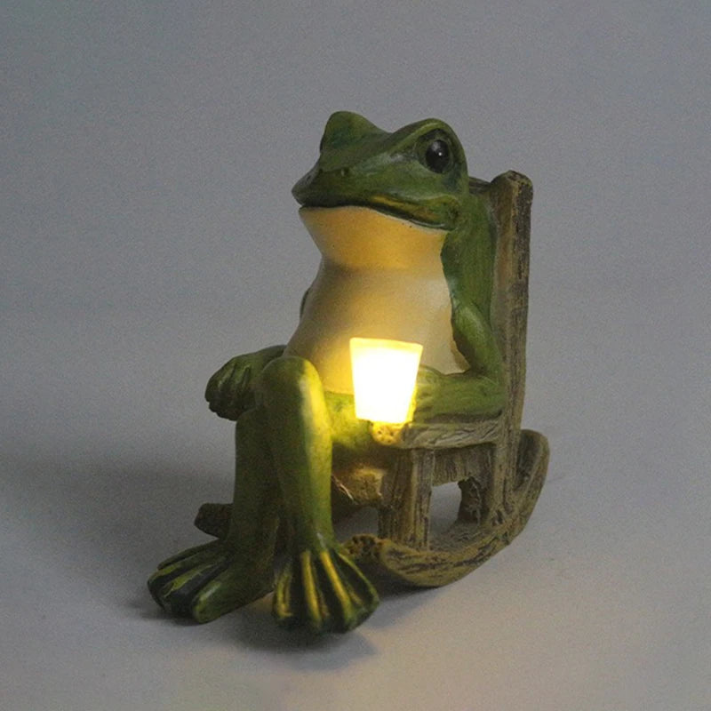 lampe solaire extérieure grenouille résine verte led moderne jardin vacances