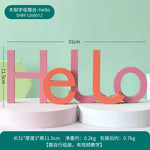décoration murale lettres bois minimalistes couleurs variées moderne ludique adhésif love smile hello good