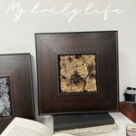 cadre photo sans cadre contemporain marron foncé texture relief œuvre art organique abstraite doré