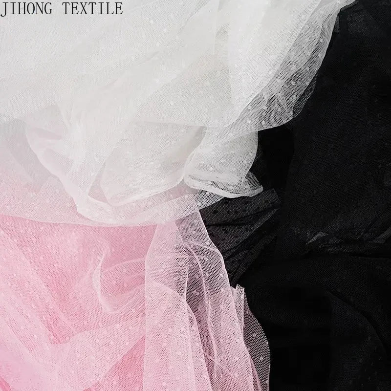 tulle polyester blanc rose noir rouge motifs points translucide textile bricolage fashion cute