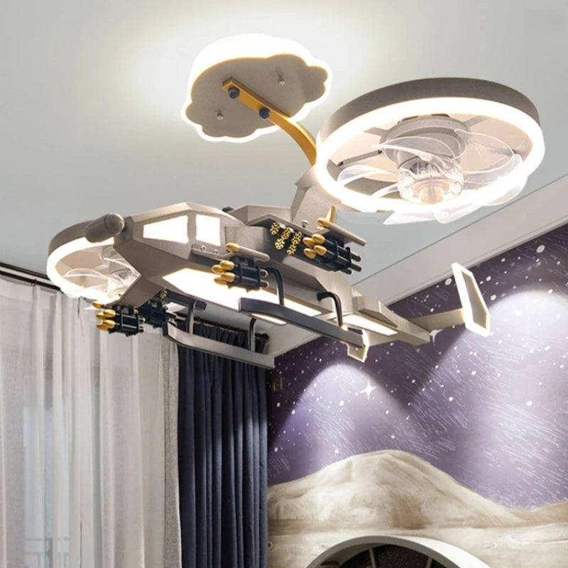 lampe suspendue moderne gris vert led télécommande contemporaine dorée chambre enfants