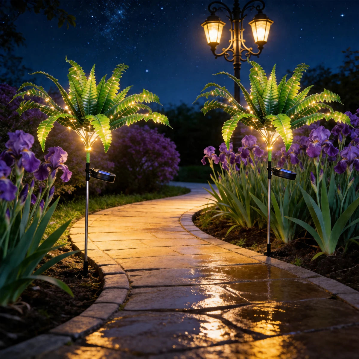 décoration extérieure plante artificielle verte clips moderne lumière solaire feuilles fines jardinextérieur