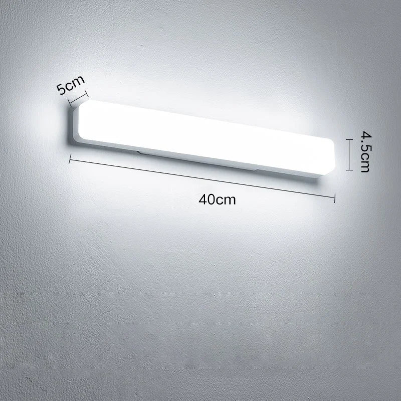luminaire led moderne 40cm 20cm blanc froid chaud miroir mural éclairage chambre cuisine