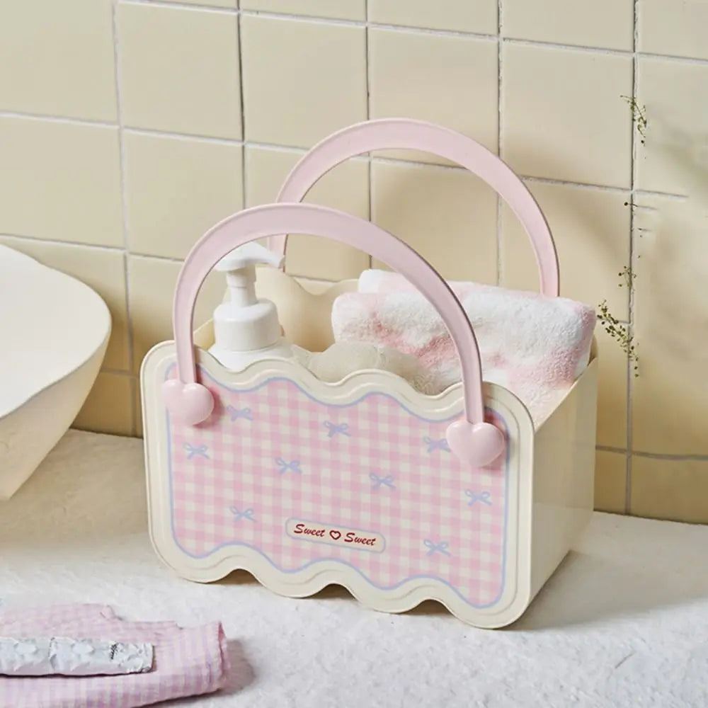 sac rangement kawaii gingham serviettes savon livre bouteille mignon décoration chambre rose bleuclair opacité