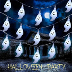 guirlande lumineuse halloween fantômes souriants led blanc jaune vert rose bleu festive vacances